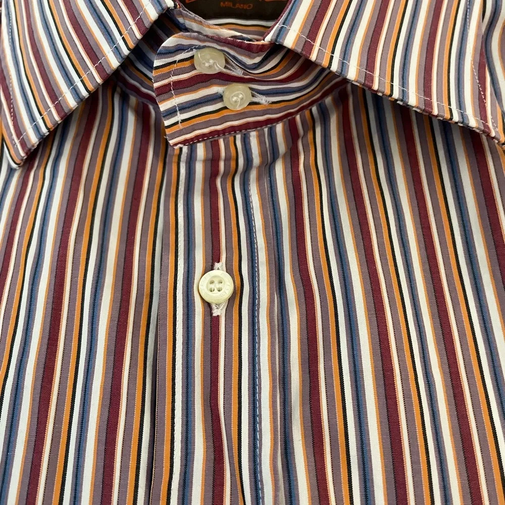 ETRO made in‎ italy Multicolor Stripe Spread Collar Sport Shirt Size 44 $425